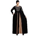 Umbrella abaya with embroidery work - Black-Khaki Umbrella abaya with embroidery work - Black-Khaki